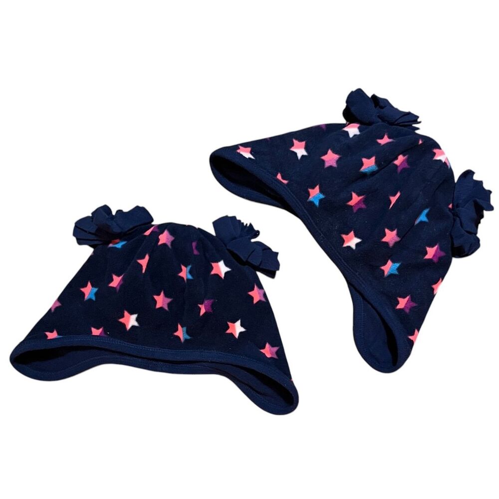 CRAZY 8 Set of 2 Toddler Child's Fleece Hats BLUE Sz 2T/3T & Sz 4T/5T